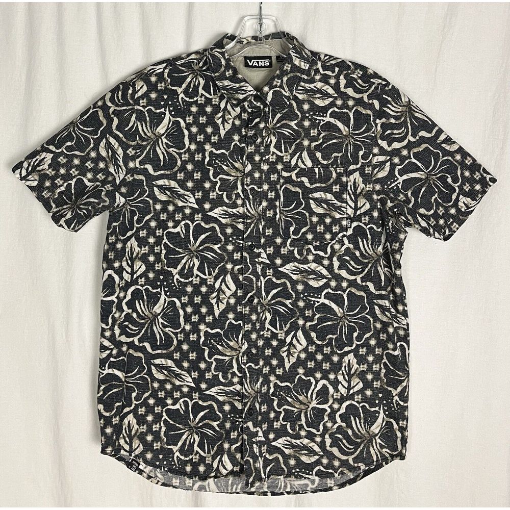 Vans Mens Colorful Short Sleeve Hawaiian Floral Cotton Button Up Size S